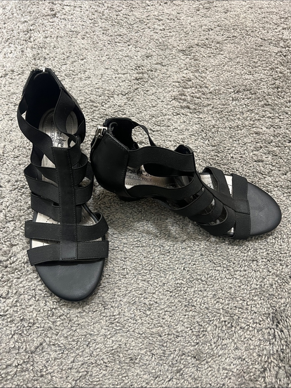 Coach and Four Black Strappy Elastic  Sandals